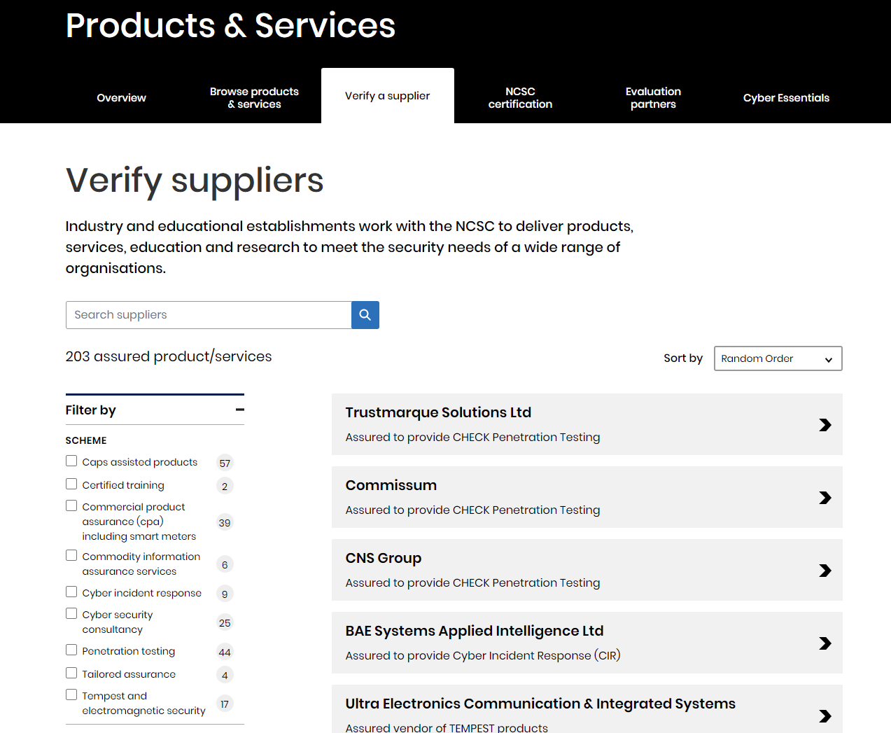 Verify suppliers