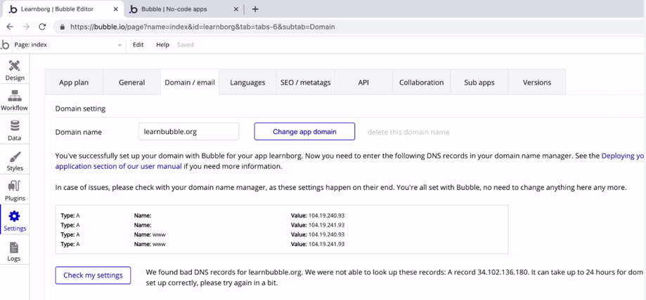 Bubble Domain Setting